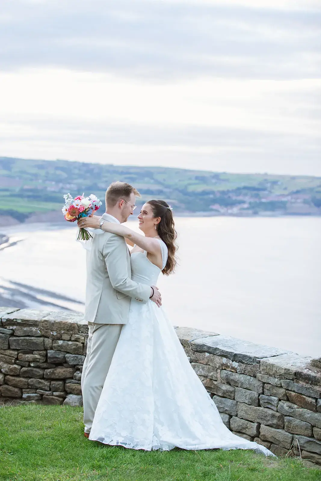 Clifftop wedding portrait at Grand Villa Heights, Scarborough