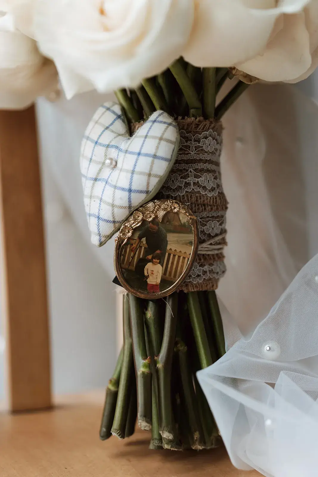 Personalised bouquet at Jade and Ollie’s Yorkshire farm wedding